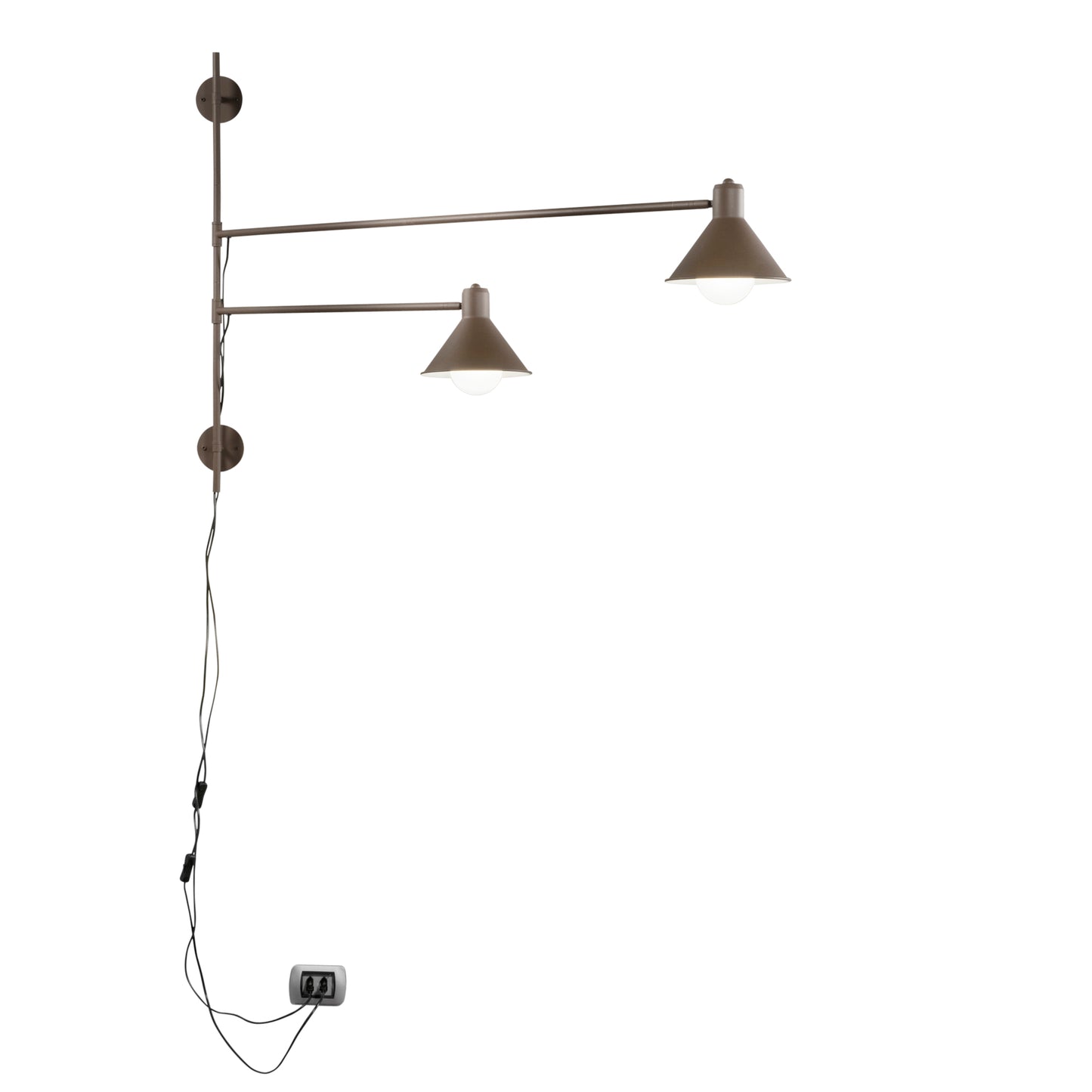 Applique DUETTO in metallo bronzo con due bracci orientabili