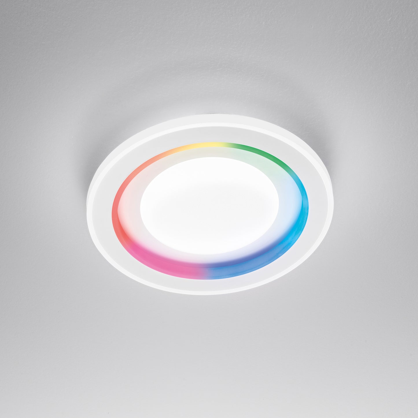 Plafoniera LED DYGITAL tonda in metallo bianco dimmerabile CCT e RGB con telecomando