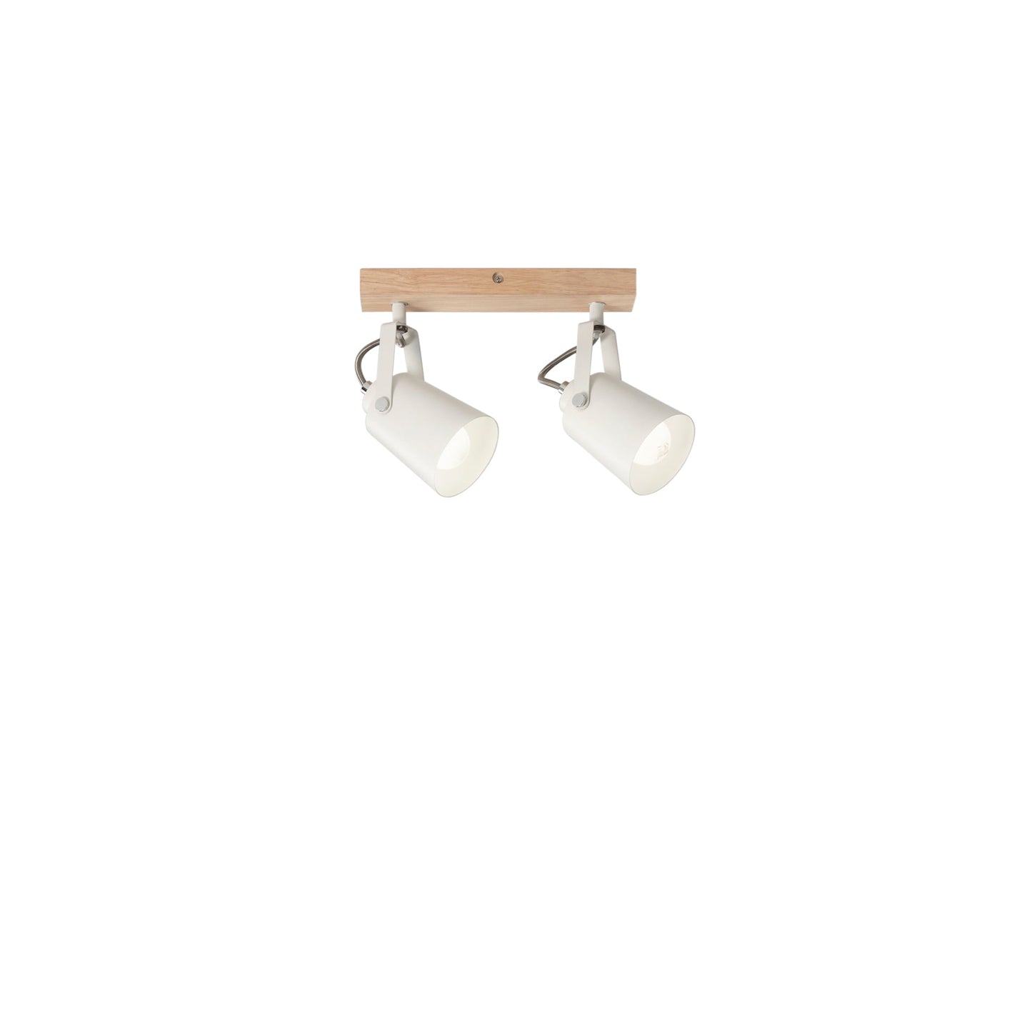 Plafone EDA in metallo bianco e legno con 2 punti luce orientabili