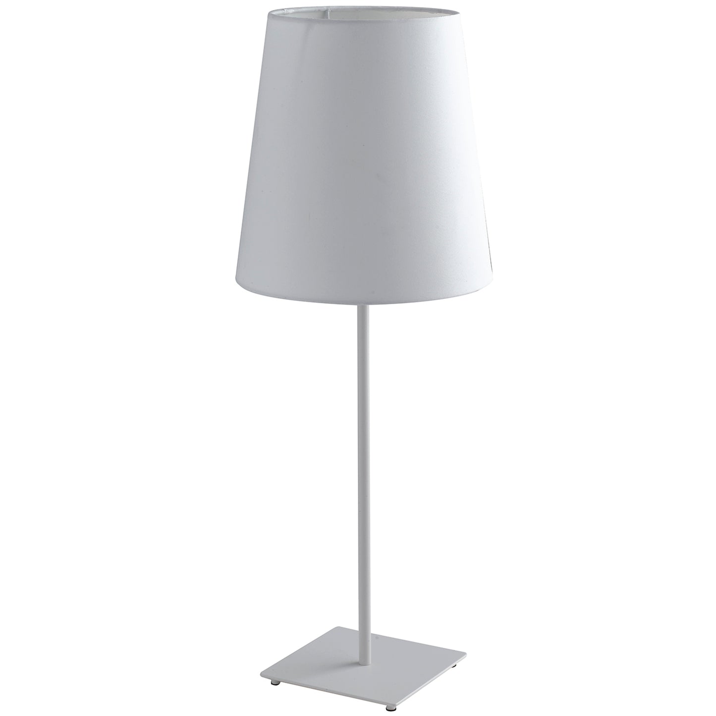 Lampada da tavolo ELVIS in metallo bianco con paralume in tessuto