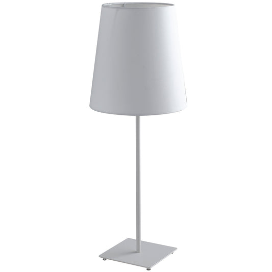 Lampada da tavolo ELVIS in metallo bianco con paralume in tessuto