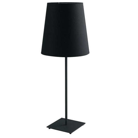 Lampada da tavolo ELVIS in metallo nero con paralume in tessuto