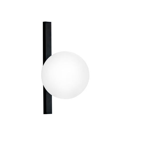 Applique ENOIRE in metallo nero con diffusore in vetro bianco