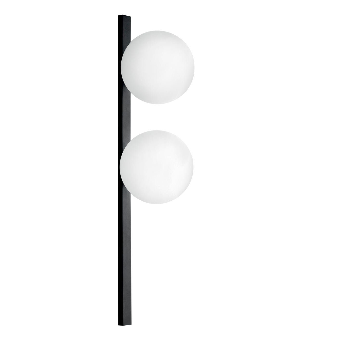 Applique ENOIRE in metallo nero con due diffusori in vetro bianco