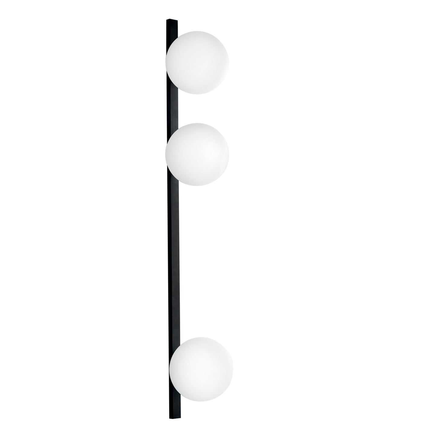 Applique ENOIRE in metallo nero con tre diffusori in vetro bianco