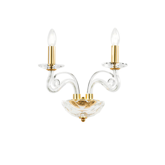 Applique EPOQUE a due luci in cristallo con finiture oro