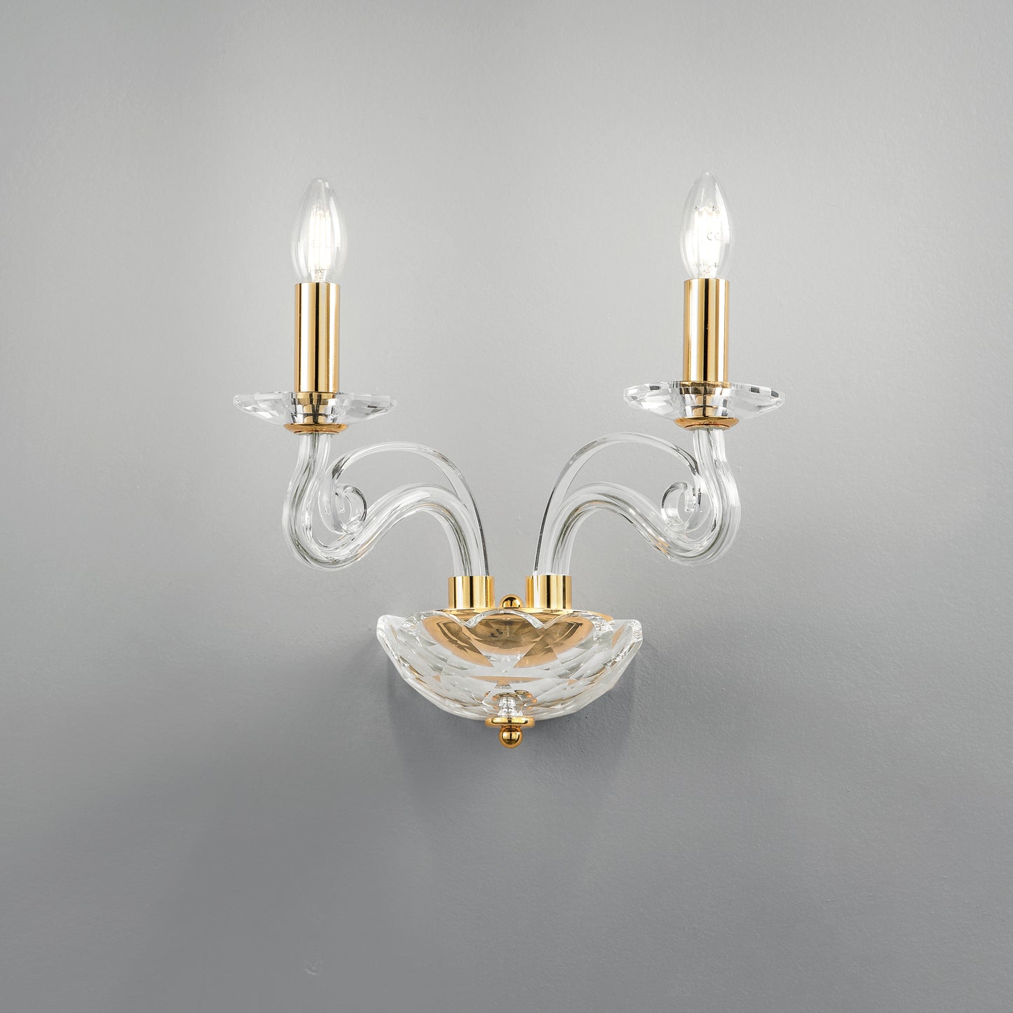 Applique EPOQUE a due luci in cristallo con finiture oro
