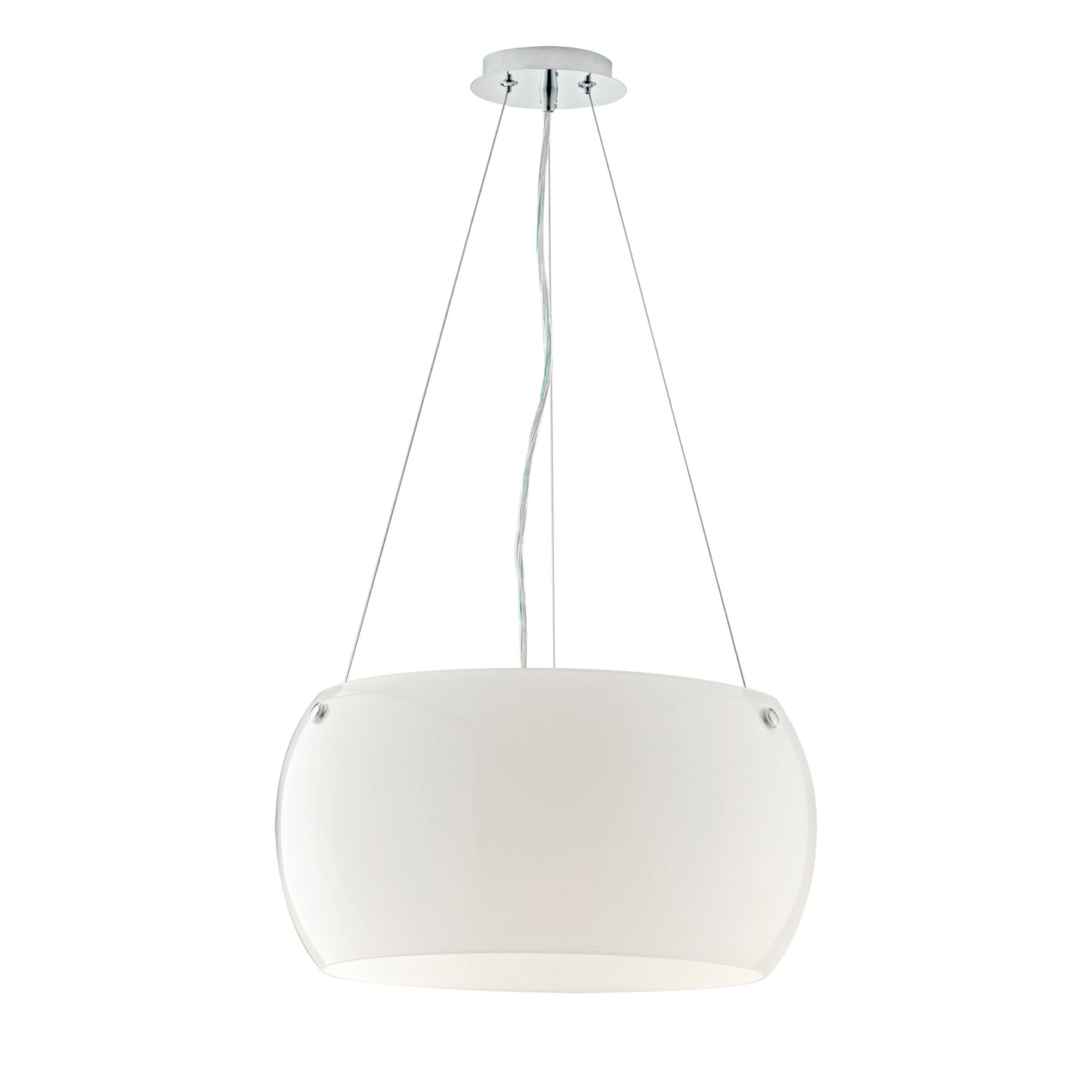 Sospensione EQUATORE in vetro bianco con finture cromate