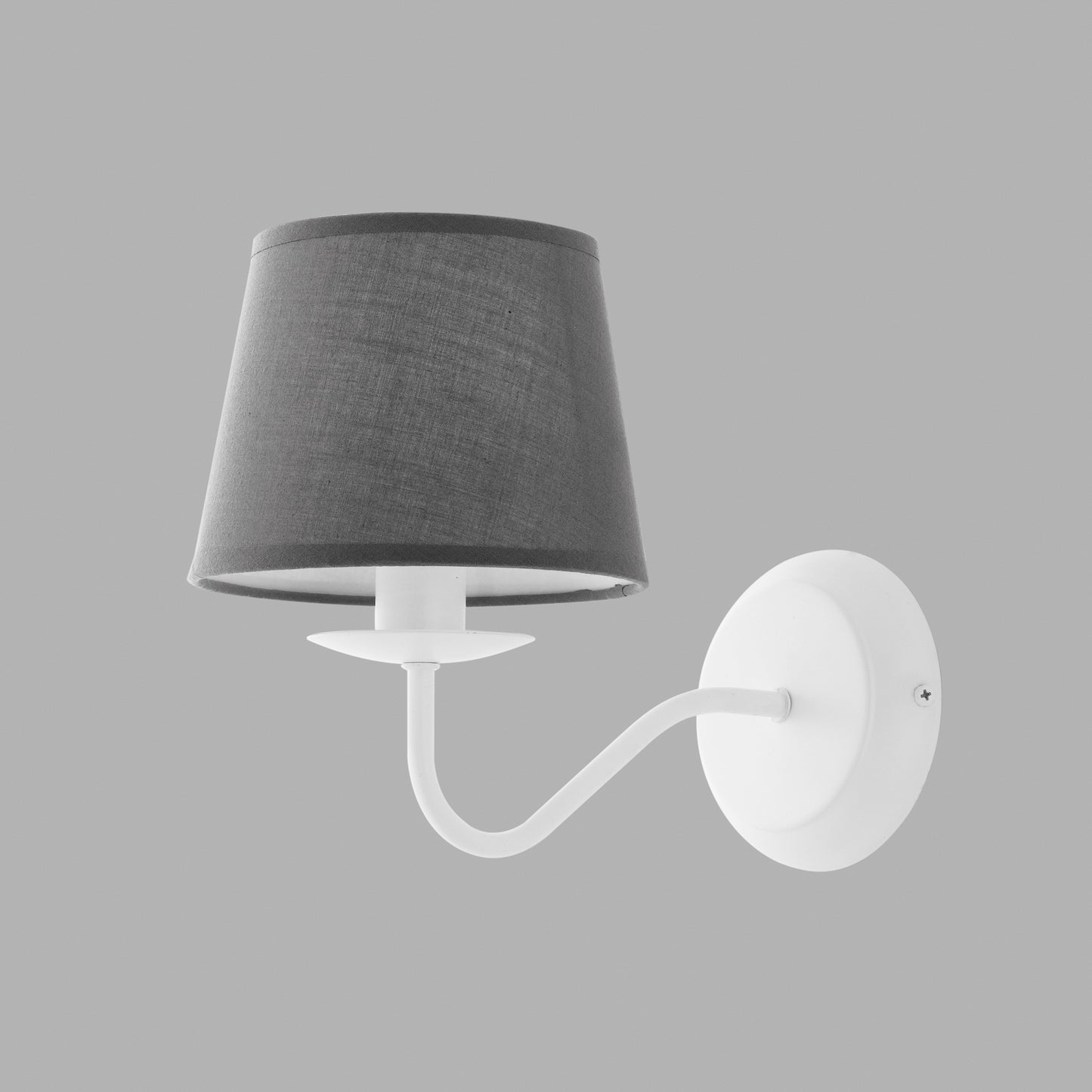 Applique FAVOLA in metallo bianco con paralume in tessuto grigio