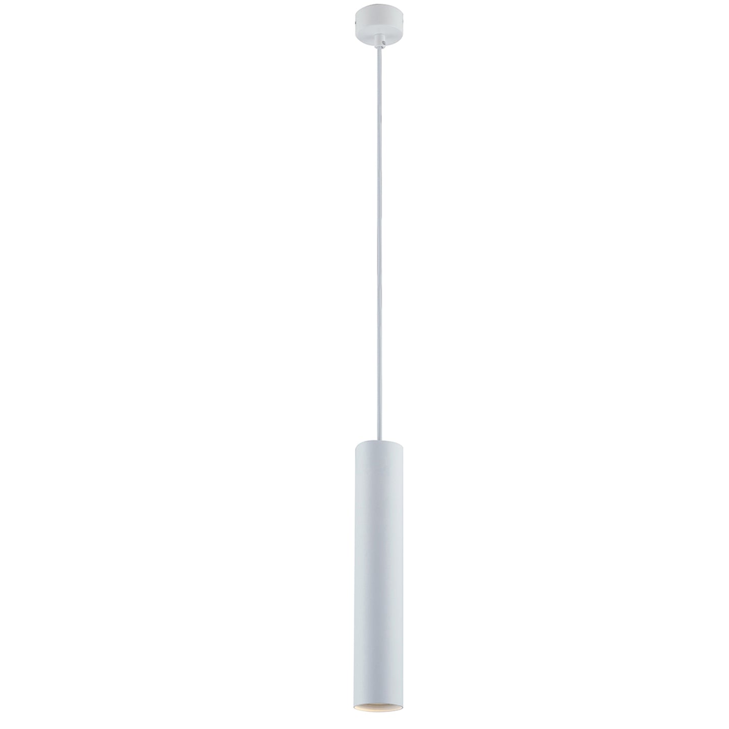 Sospensione FLUKE cilindrica un punto luce in metallo bianco 30 cm.