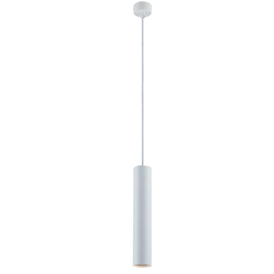 Sospensione FLUKE cilindrica un punto luce in metallo bianco 30 cm.