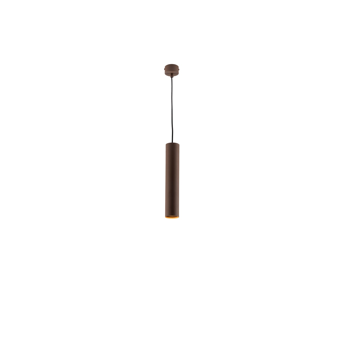 Sospensione FLUKE cilindrica un punto luce in metallo bronzo 30 cm.