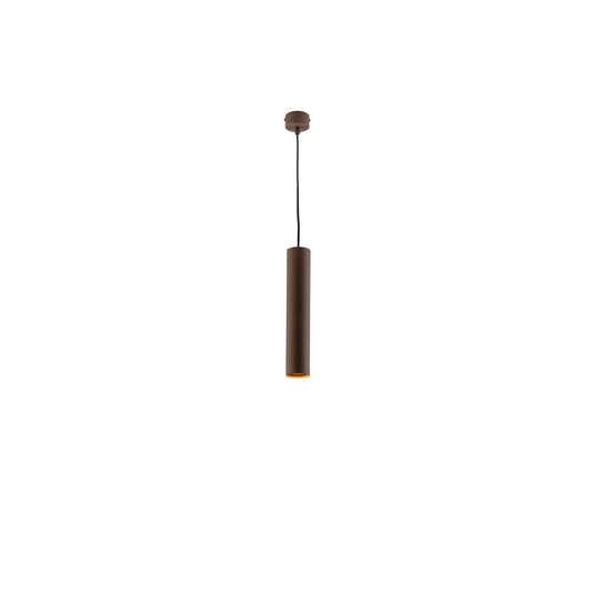 Sospensione FLUKE cilindrica un punto luce in metallo bronzo 30 cm.