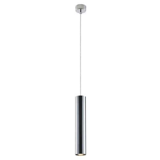 Sospensione FLUKE cilindrica un punto luce in metallo cromo 30 cm.