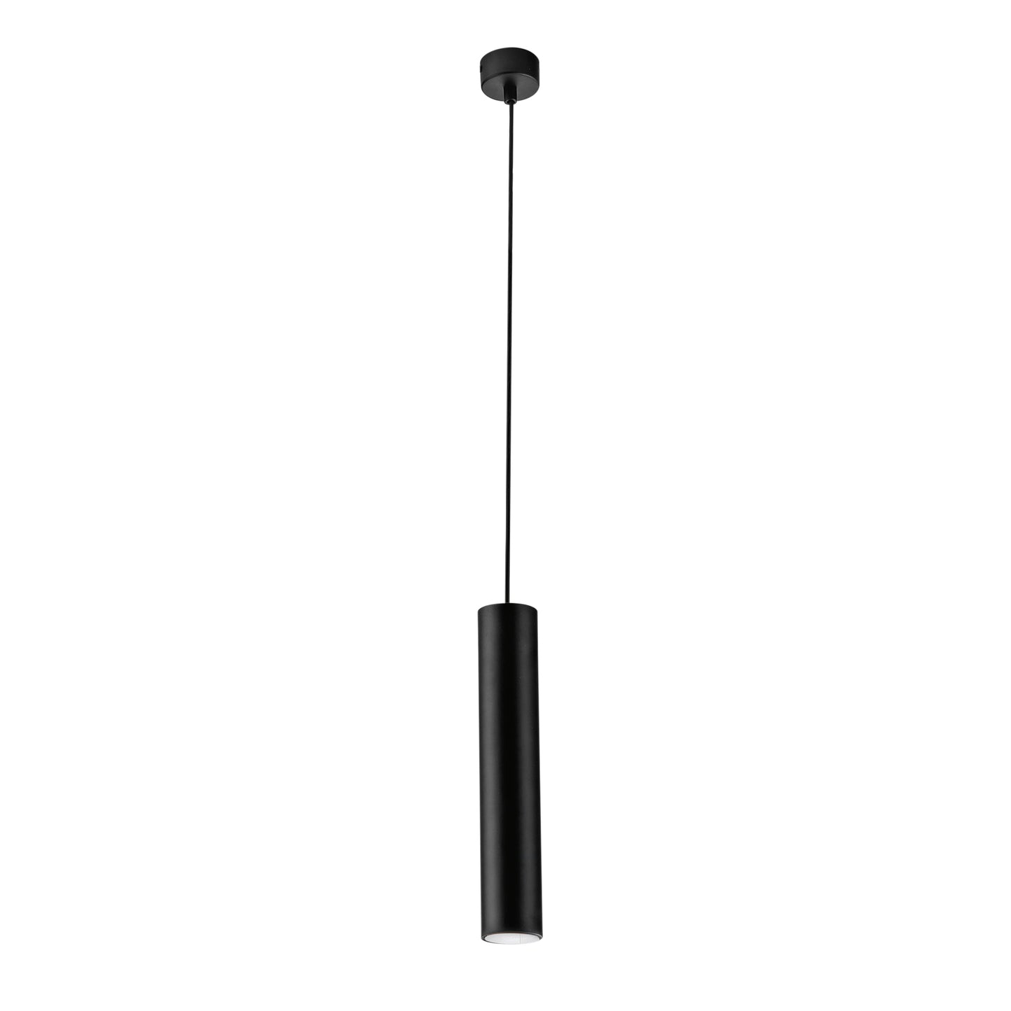 Sospensione FLUKE cilindrica un punto luce in metallo nero 30 cm.