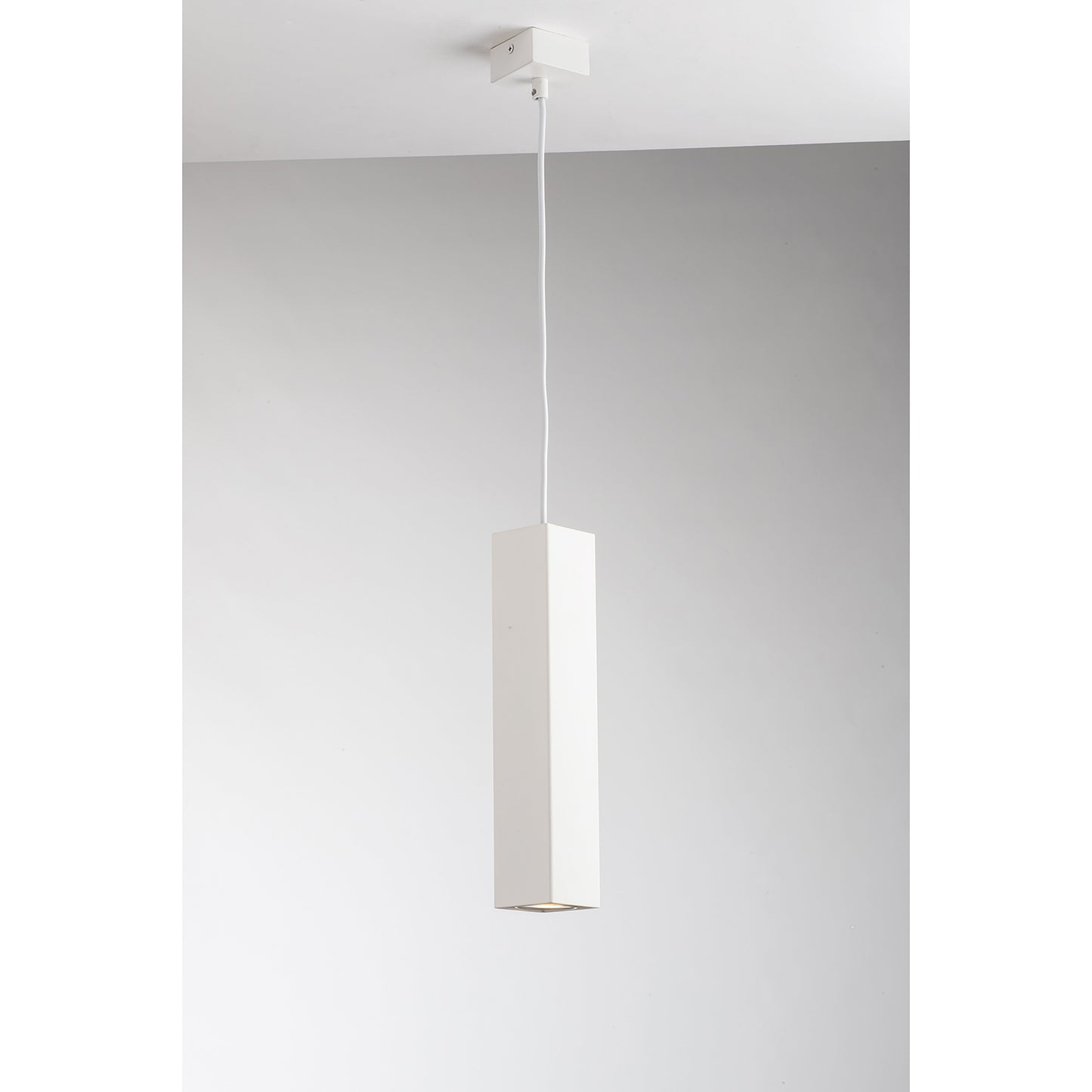 Sospensione FLUKE quadrata un punto luce in metallo bianco 30 cm.