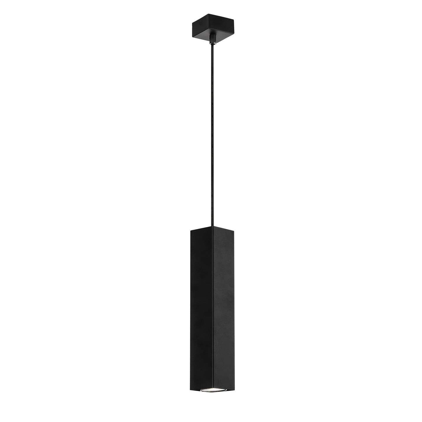 Sospensione FLUKE quadrata un punto luce in metallo nero 30 cm.