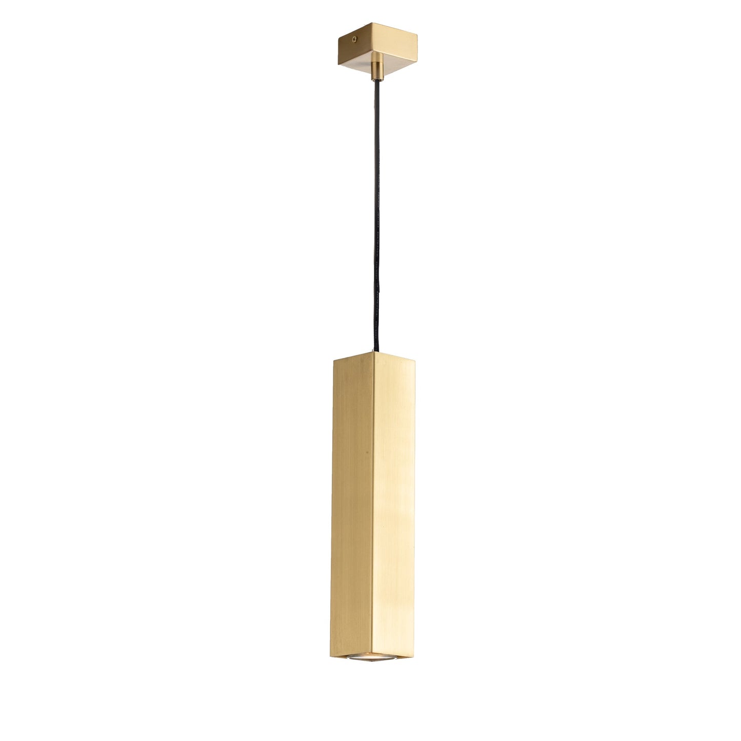 Sospensione FLUKE quadrata un punto luce in metallo oro 30 cm.