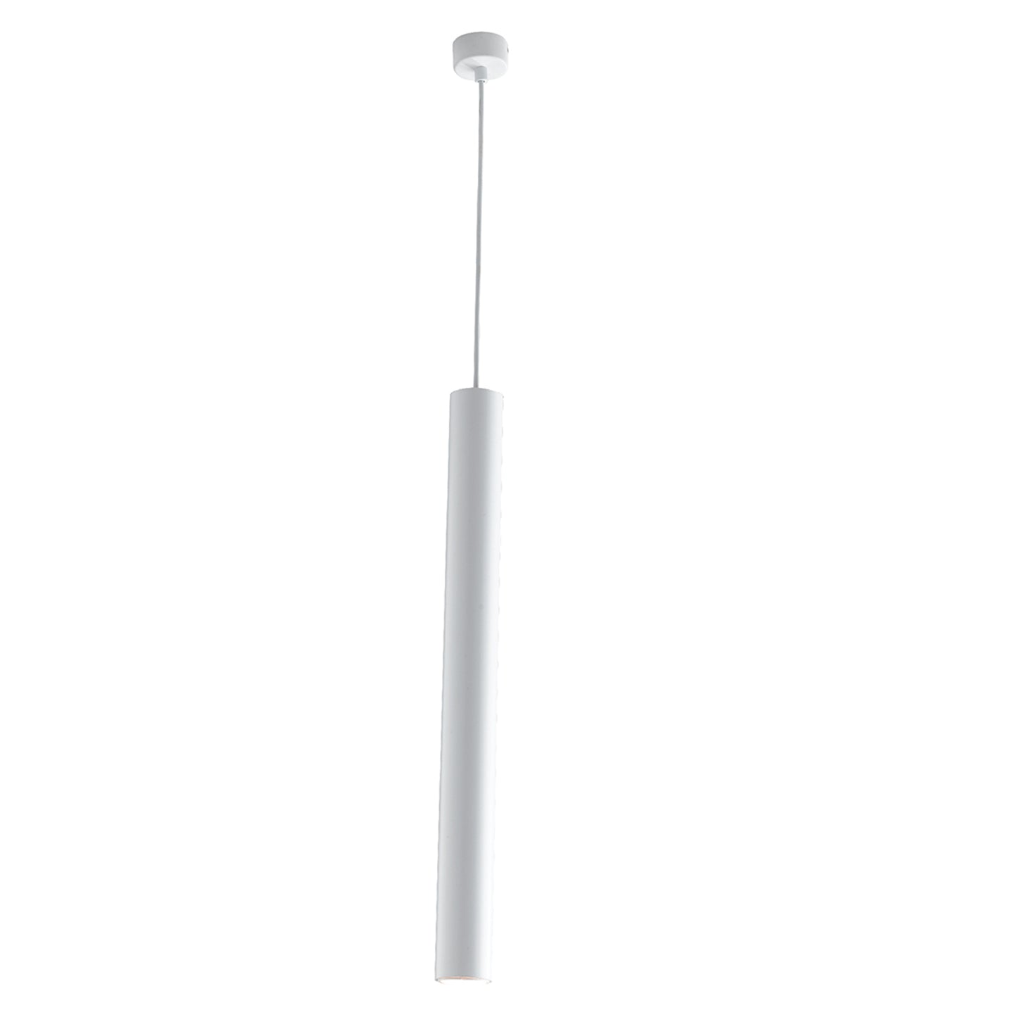 Sospensione FLUKE cilindrica un punto luce in metallo bianco 60 cm.
