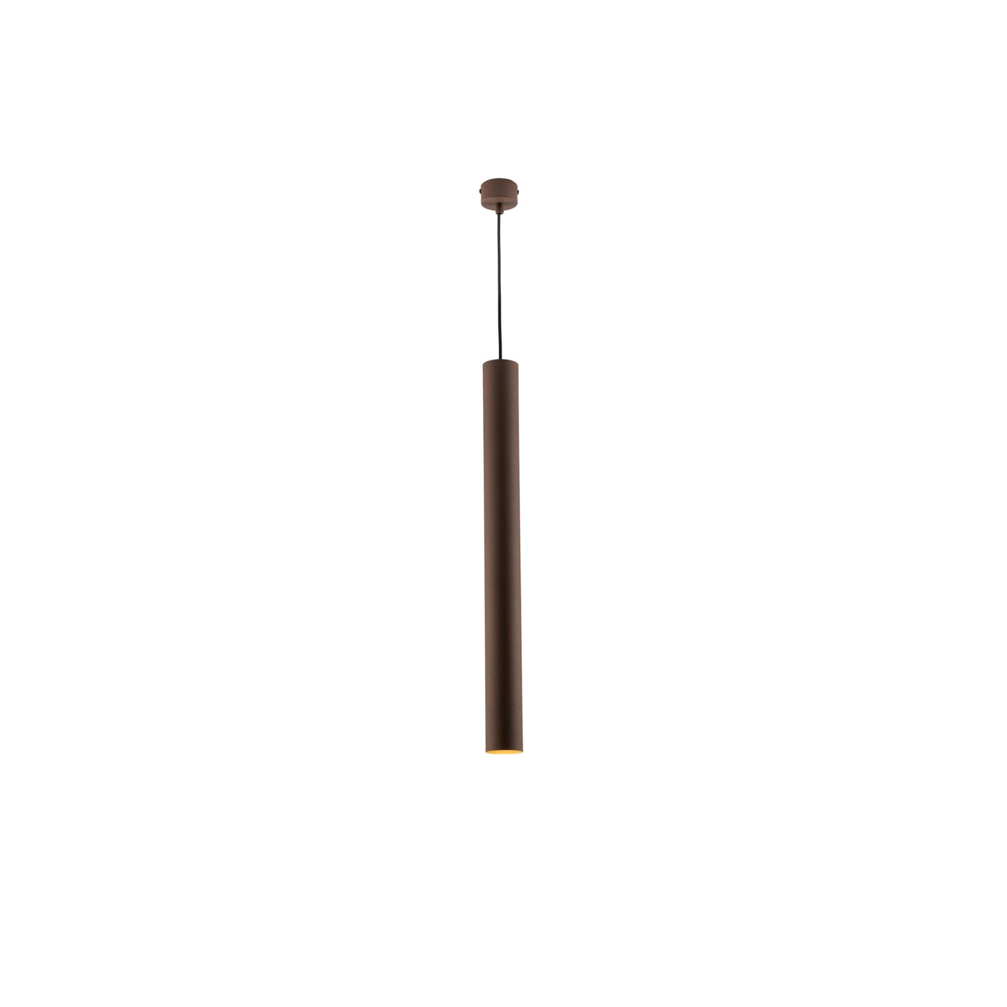 Sospensione FLUKE cilindrica un punto luce in metallo bronzo 60 cm.