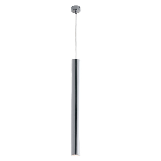 Sospensione FLUKE cilindrica un punto luce in metallo cromo 60 cm.