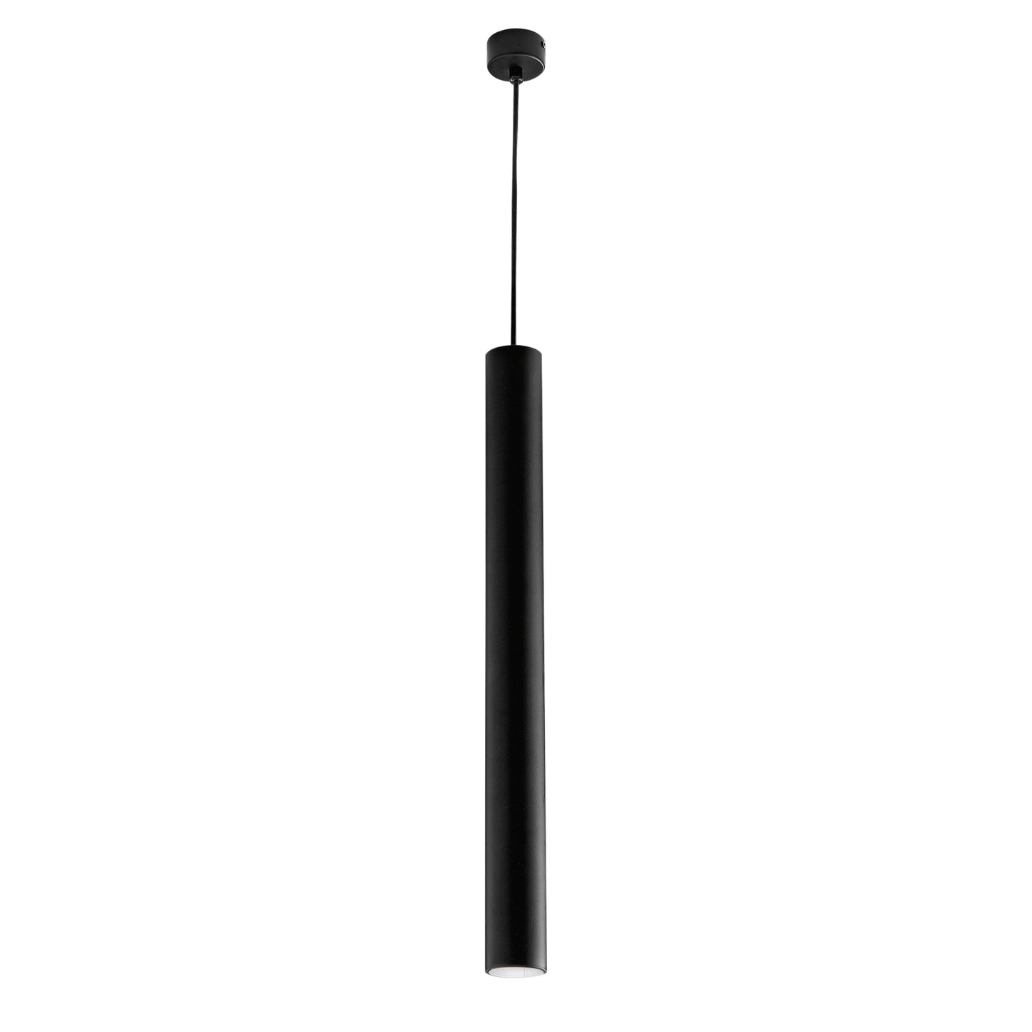 Sospensione FLUKE cilindrica un punto luce in metallo nero 60 cm.