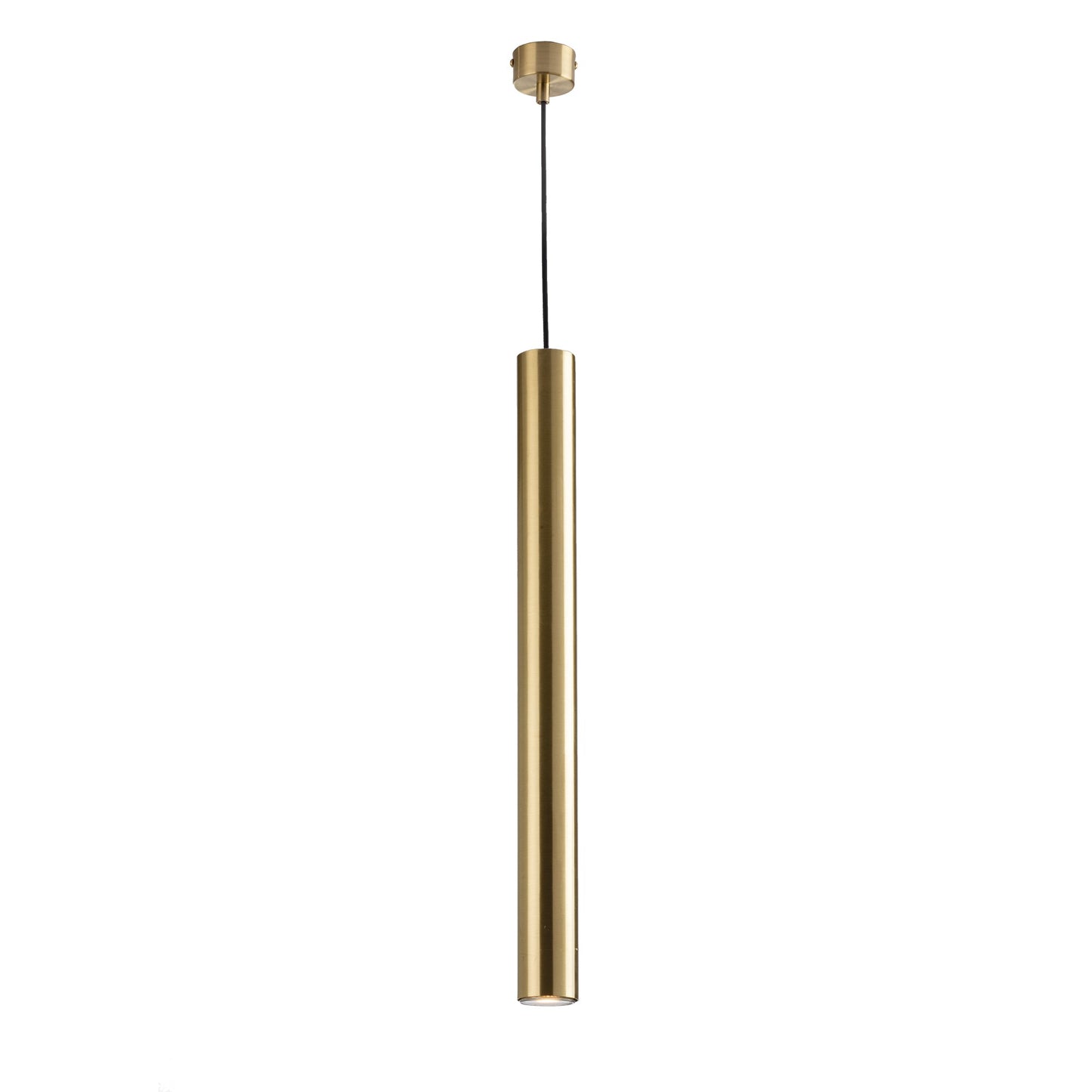 Sospensione FLUKE cilindrica un punto luce in metallo oro 60 cm.