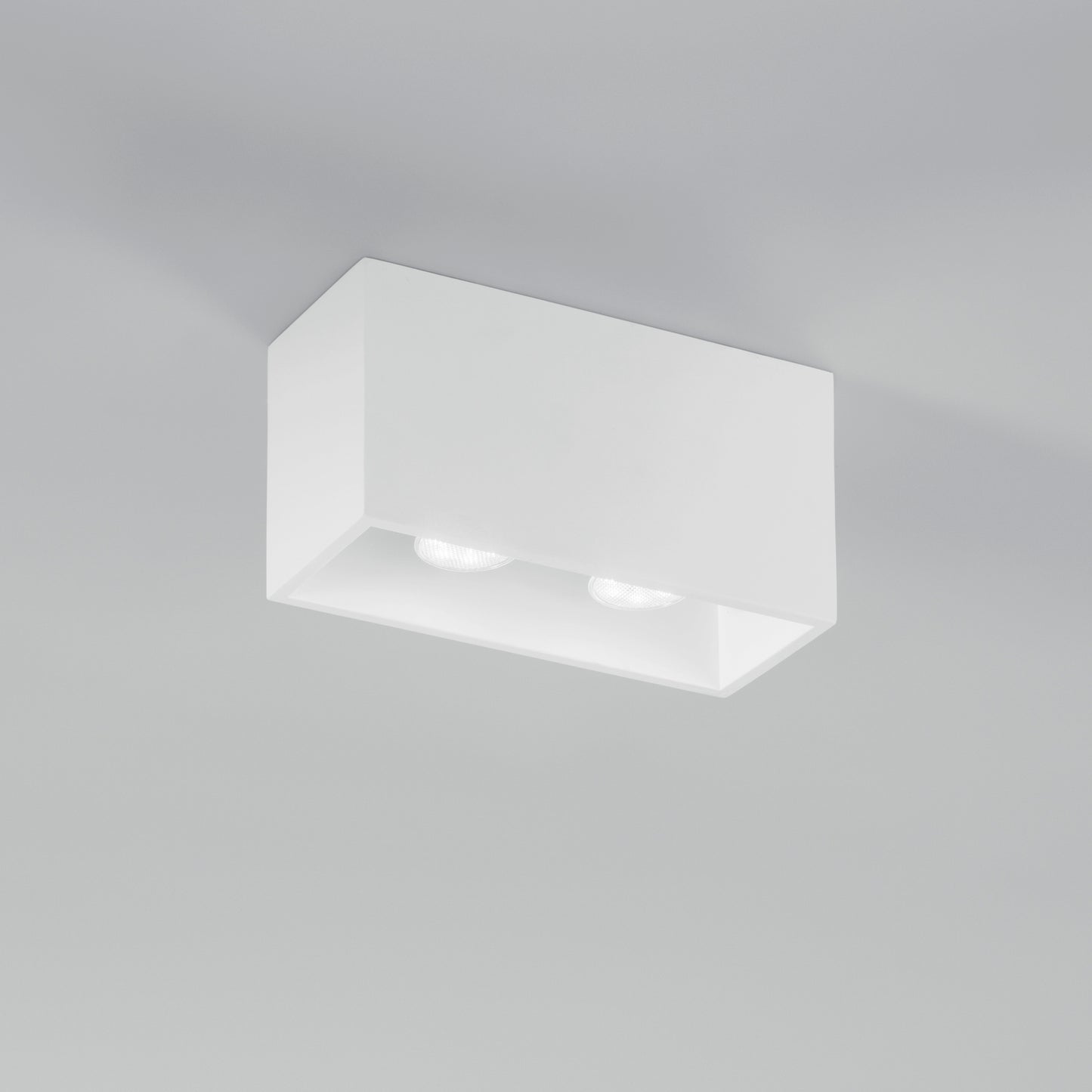 Plafoniera FOSTER in gesso bianco verniciabile con due punti luce