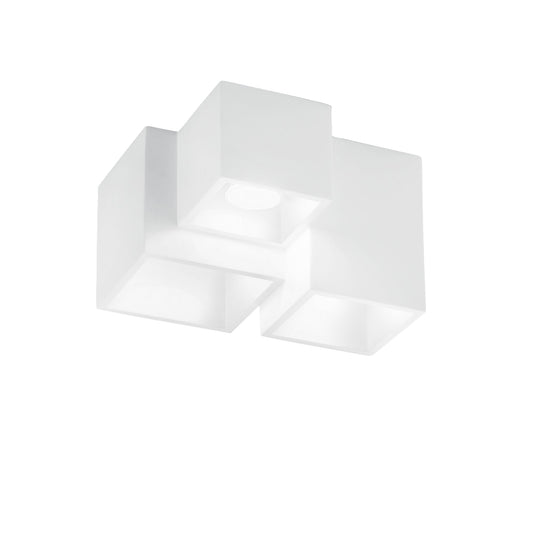 Plafoniera FOSTER in gesso bianco verniciabile con tre punti luce