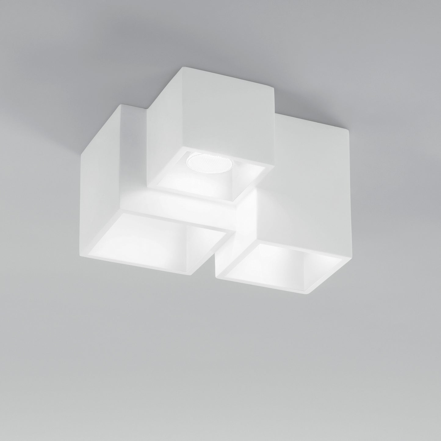 Plafoniera FOSTER in gesso bianco verniciabile con tre punti luce