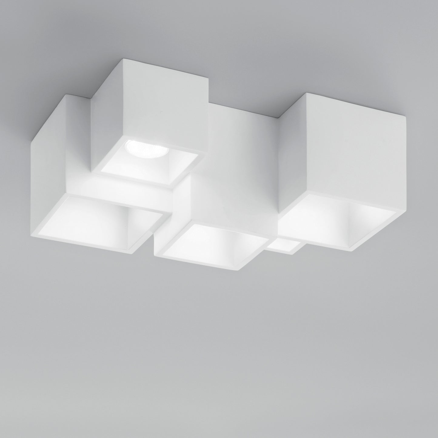 Plafoniera FOSTER in gesso bianco verniciabile con cinque punti luce
