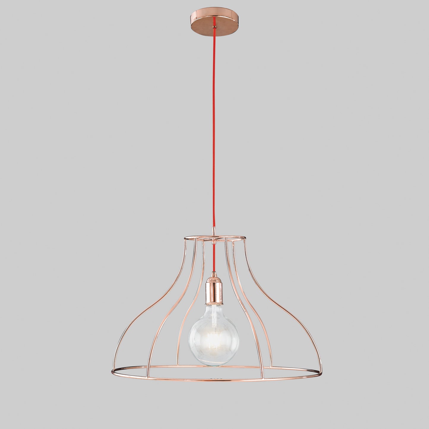 Lampadario a sospensione FRIDA in metallo oro rosa 50 cm.