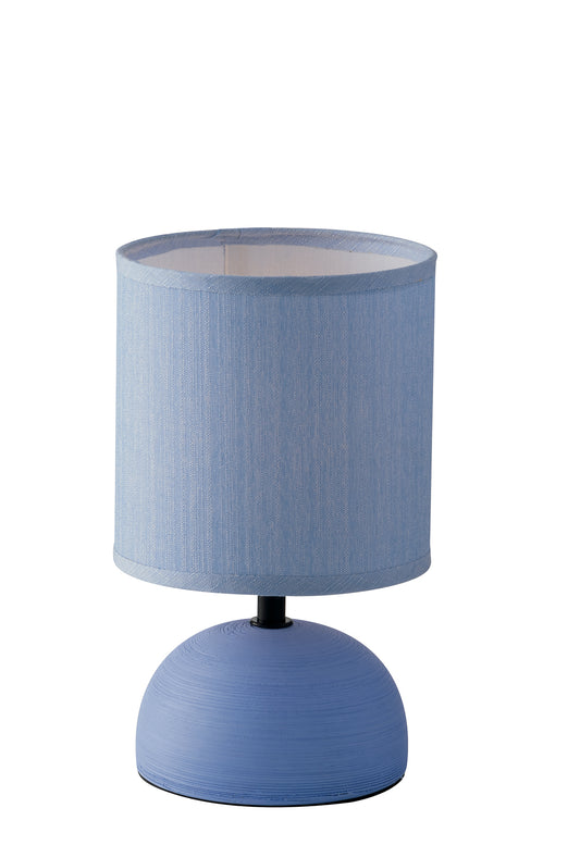 Lampada da tavolo FURORE in ceramica blu con paralume in tessuto