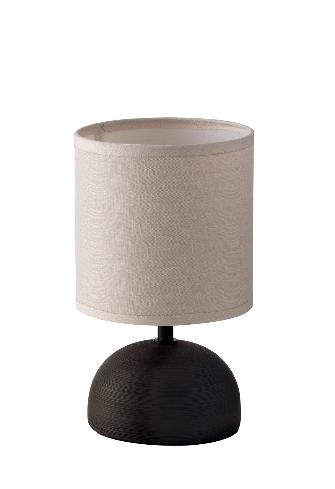 Lampada da tavolo FURORE in ceramica marrone con paralume in tessuto