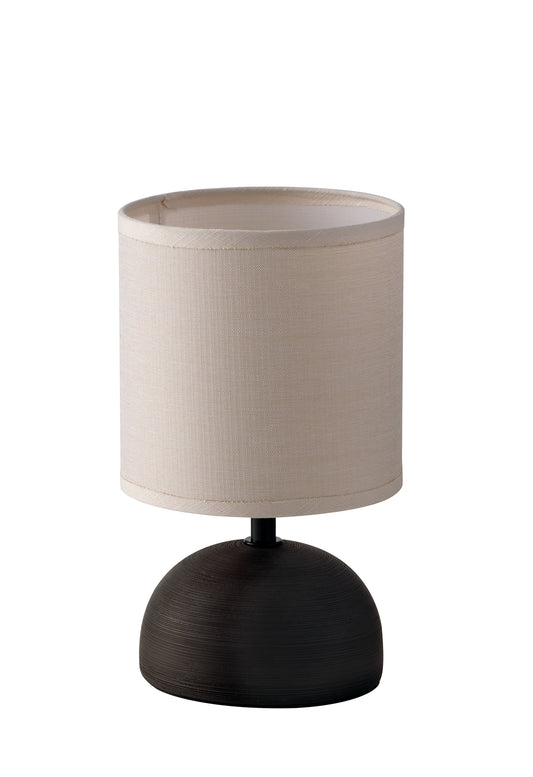 Lampada da tavolo FURORE in ceramica marrone con paralume in tessuto