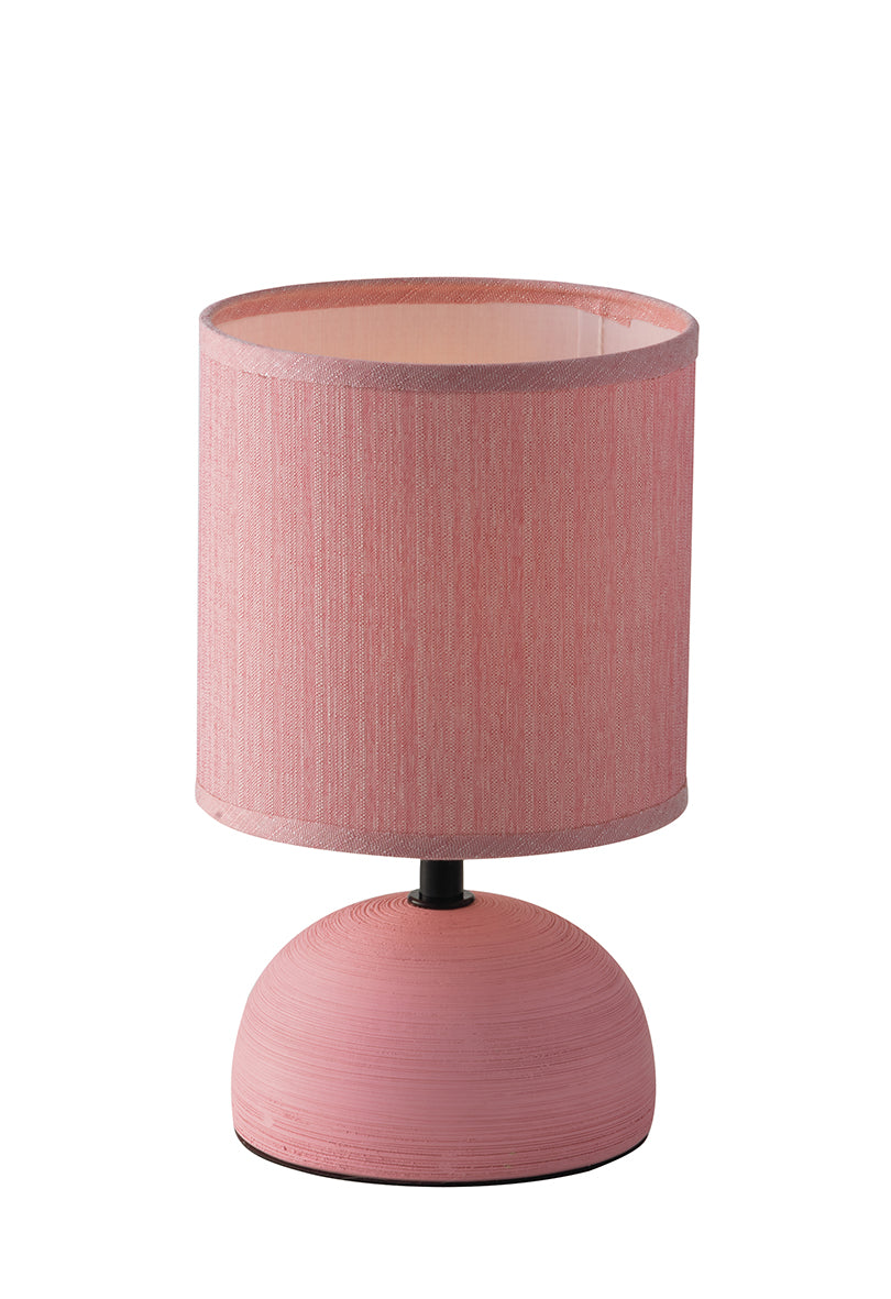 Lampada da tavolo FURORE in ceramica rosa con paralume in tessuto