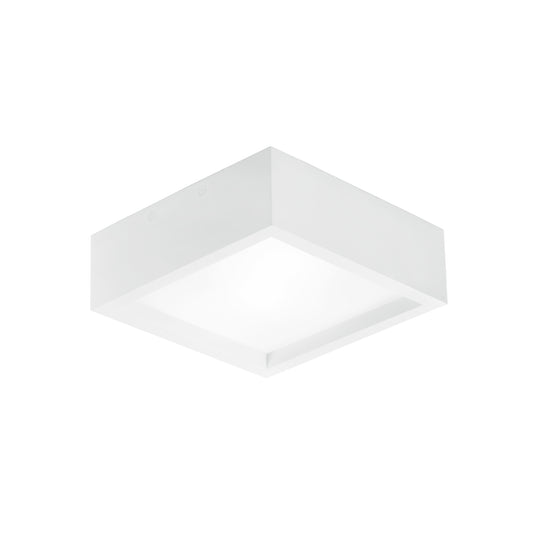 Plafoniera GABRIEL quadrata in gesso bianco verniciabile con diffusore in vetro