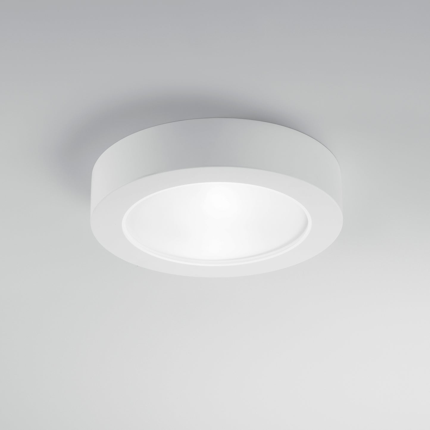 Plafoniera GABRIEL rotonda in gesso bianco verniciabile con diffusore in vetro