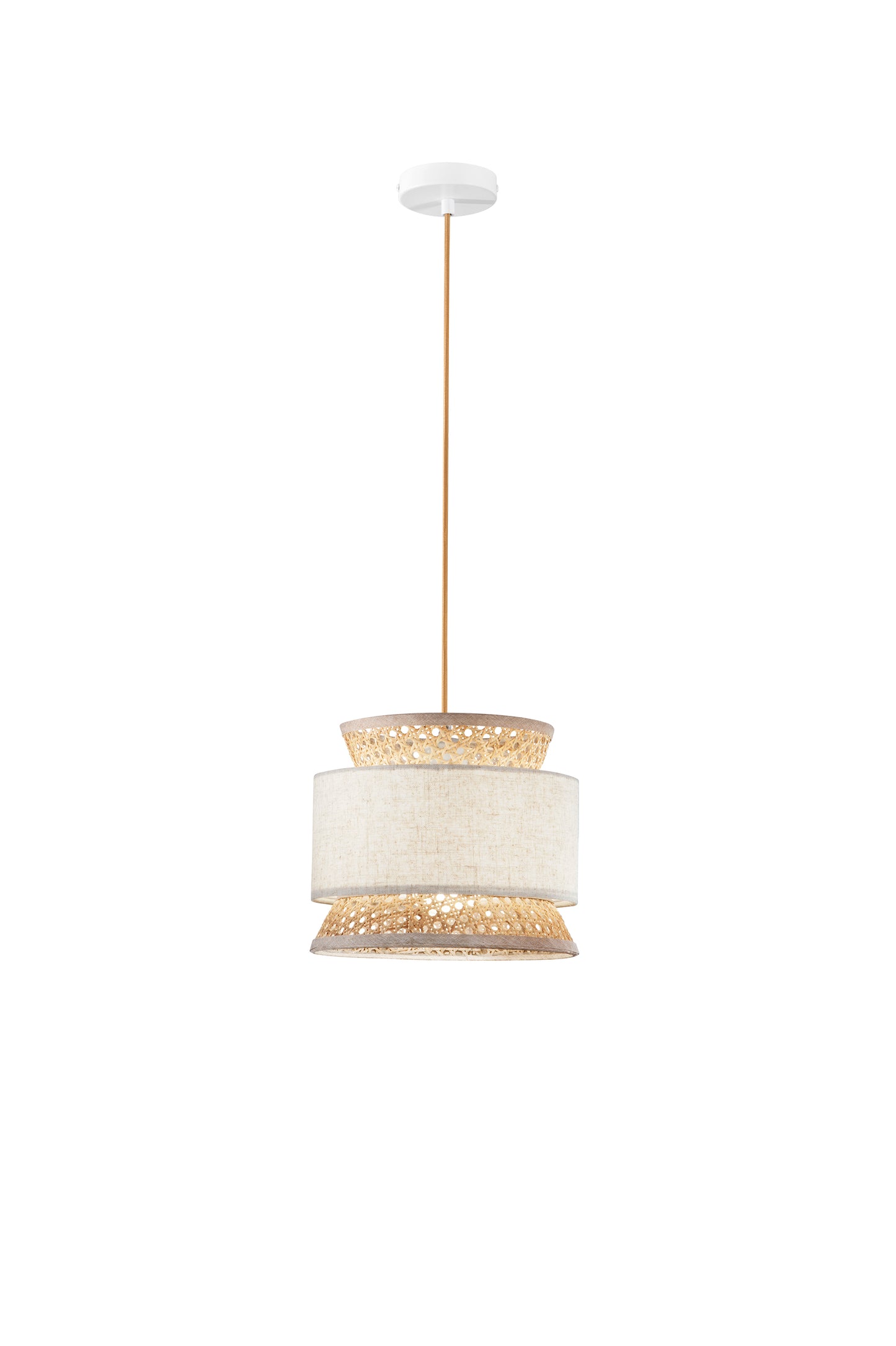 Sospensione GAZEBO beige realizzata artigianalmente con materiali naturali
