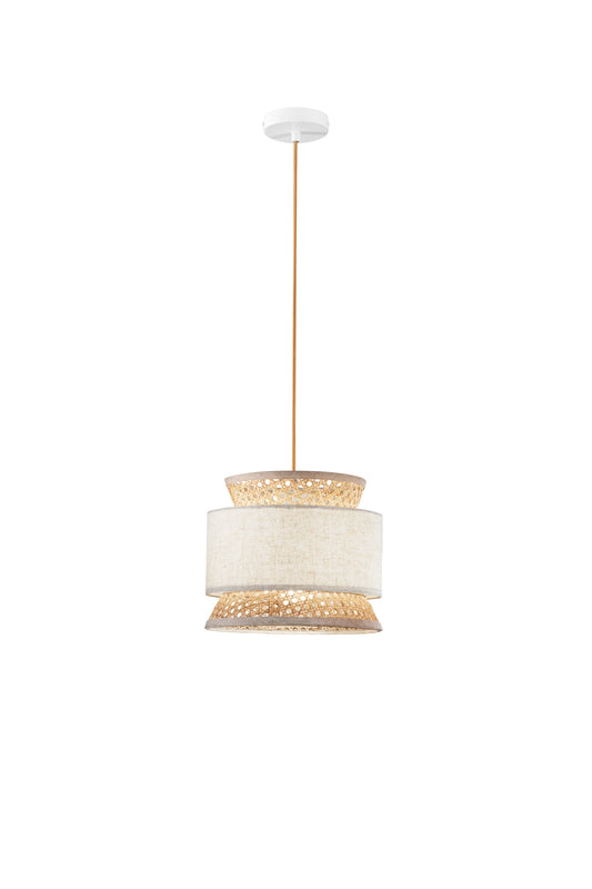 Sospensione GAZEBO beige realizzata artigianalmente con materiali naturali