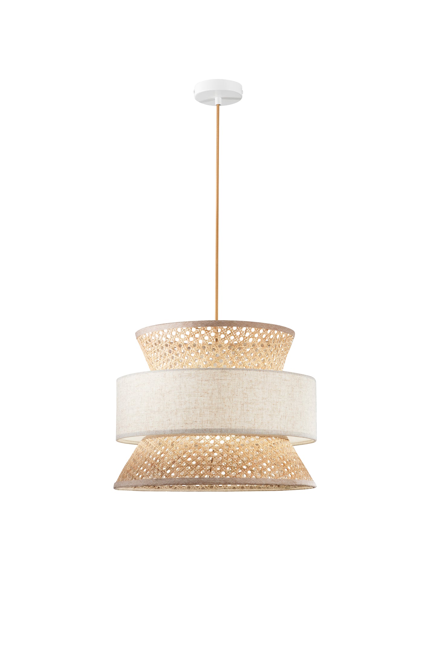 Sospensione GAZEBO beige realizzata artigianalmente con materiali naturali