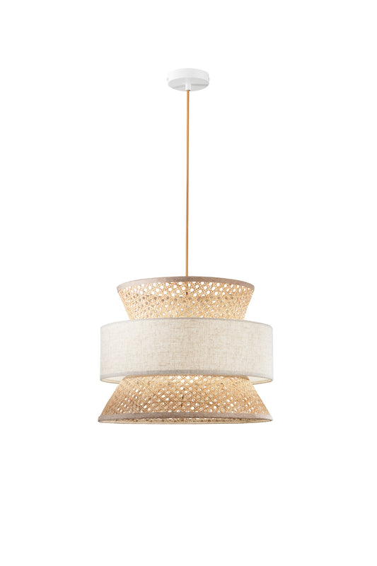 Sospensione GAZEBO beige realizzata artigianalmente con materiali naturali