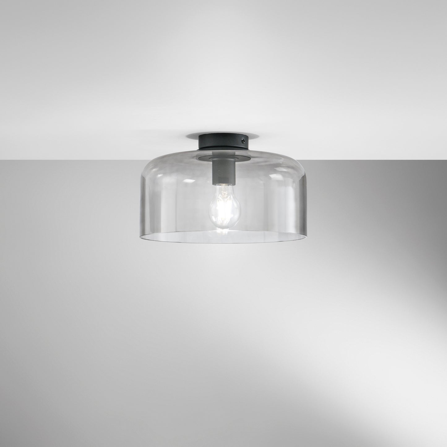 Plafoniera GIBUS in vetro grigio 30 cm.Ø