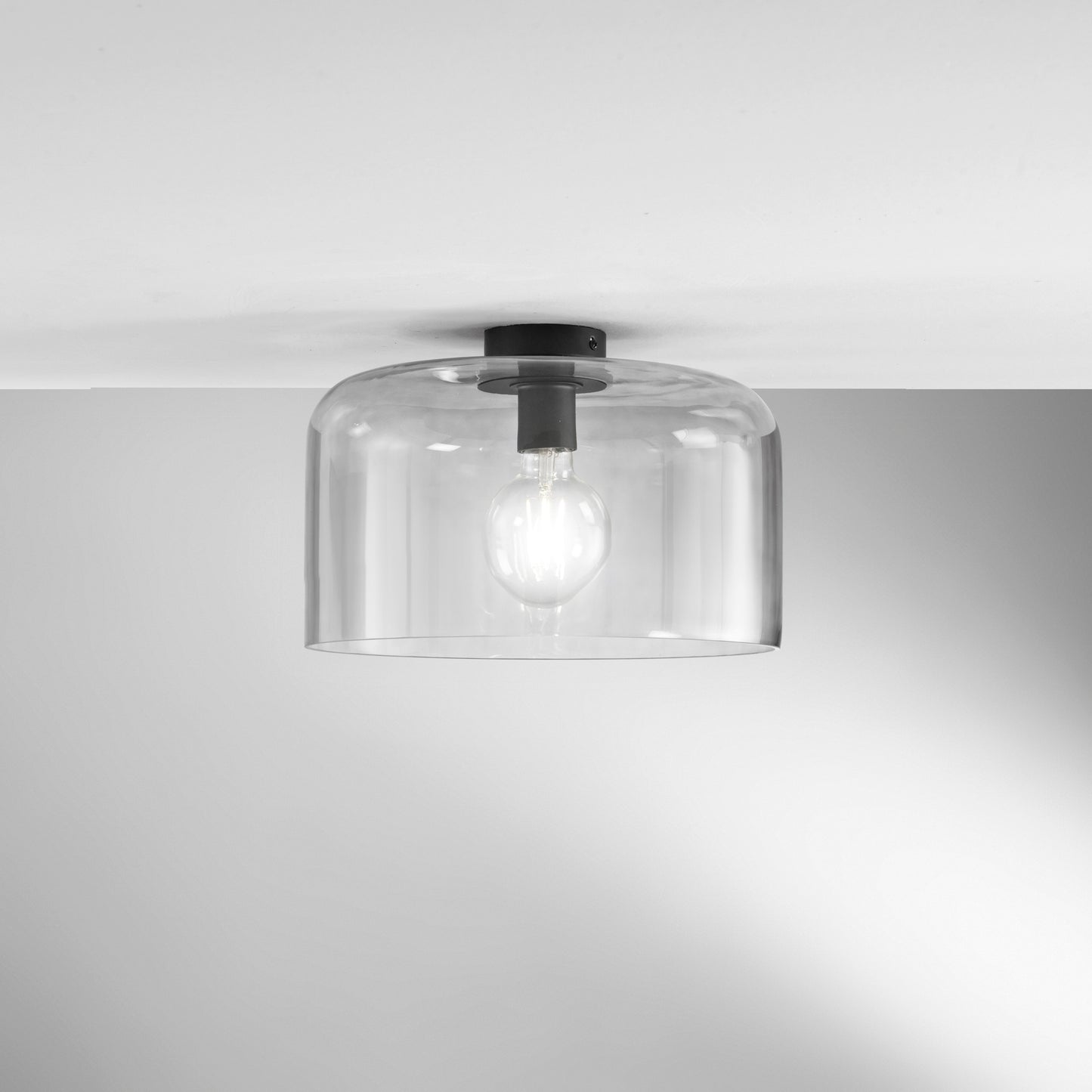 Plafoniera GIBUS in vetro grigio 35 cm. Ø