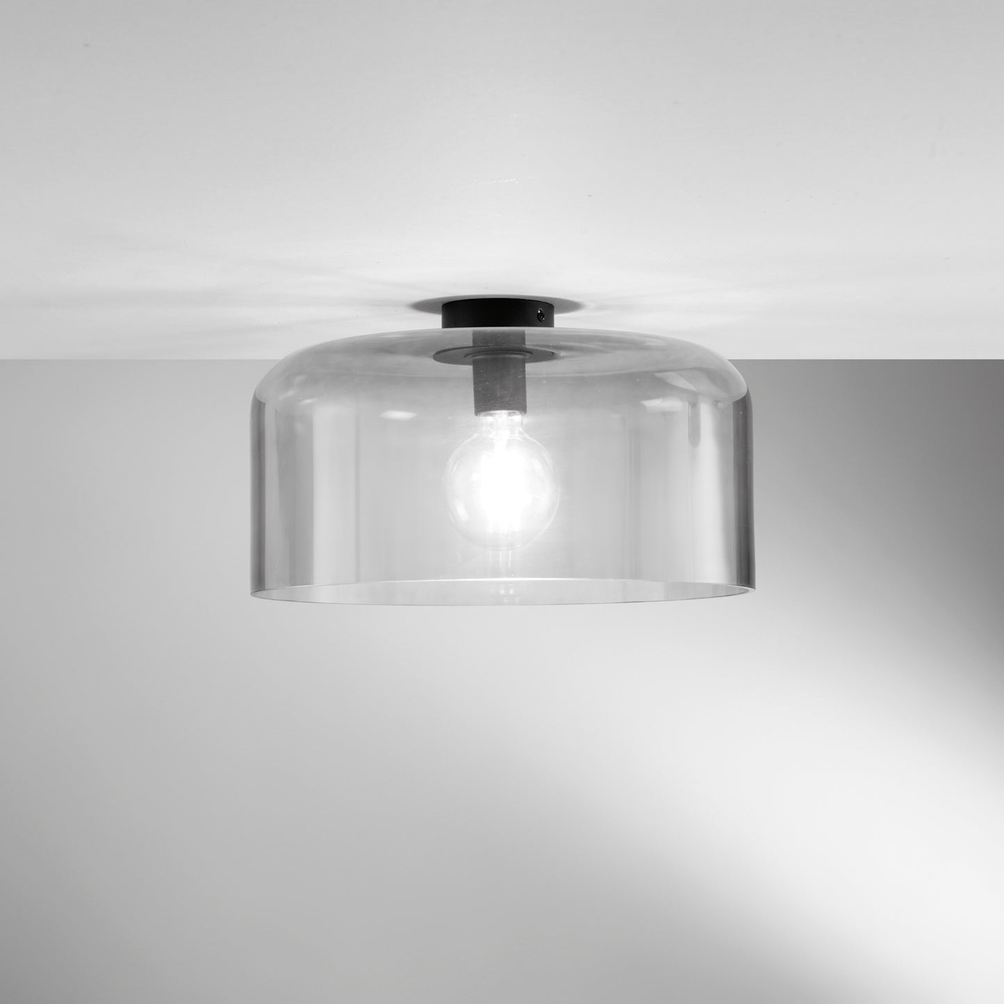 Plafoniera GIBUS in vetro grigio 40 cm. Ø
