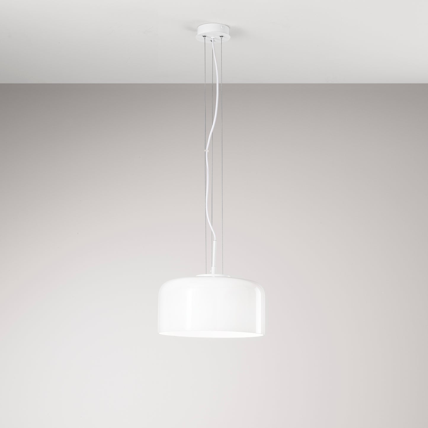 Sospensione GIBUS in vetro bianco 30 cm. Ø