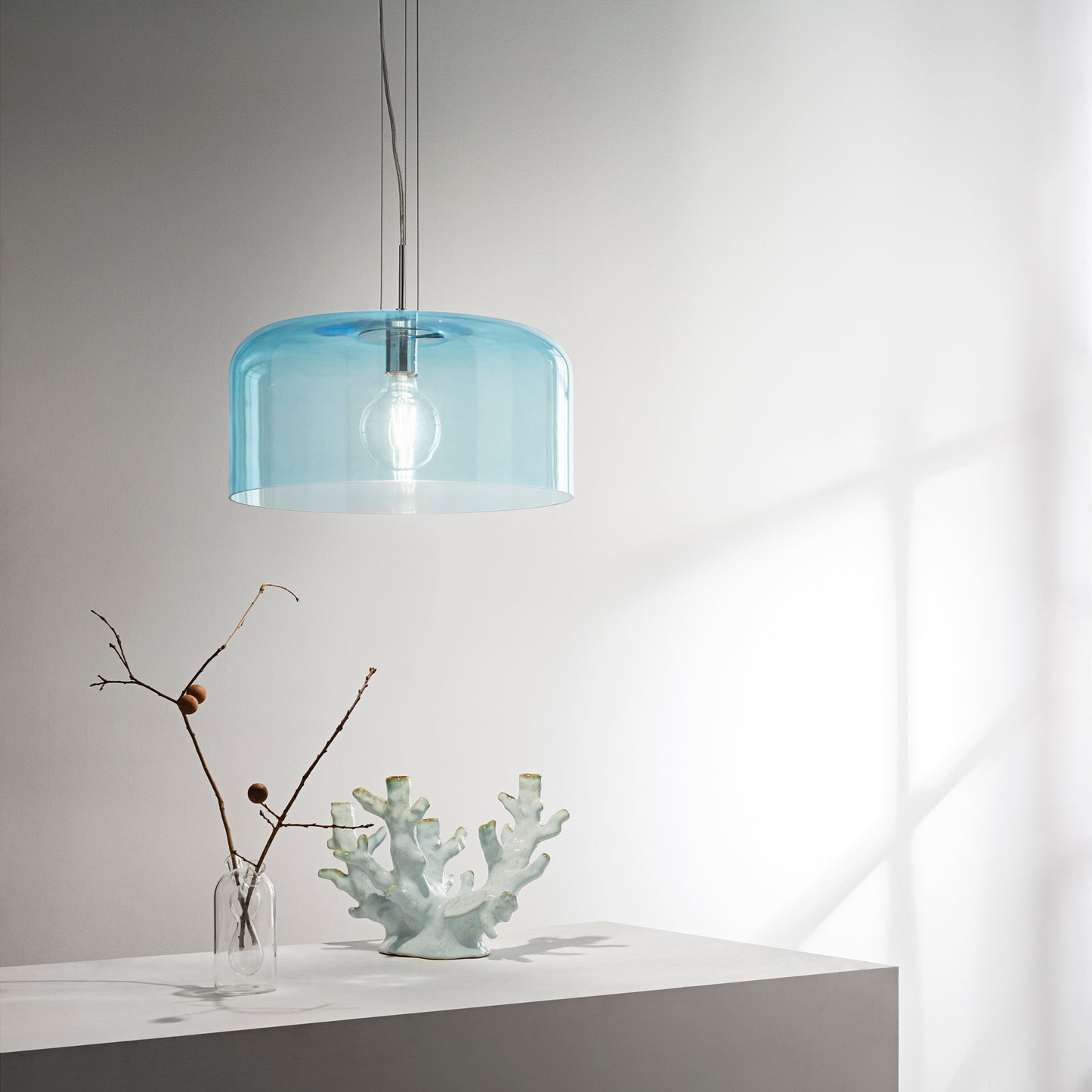 Sospensione GIBUS in vetro blu 40 cm. Ø