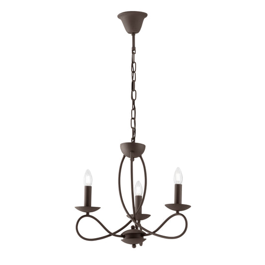 Lampadario a sospensione GINEVRA in metallo corten a tre luci