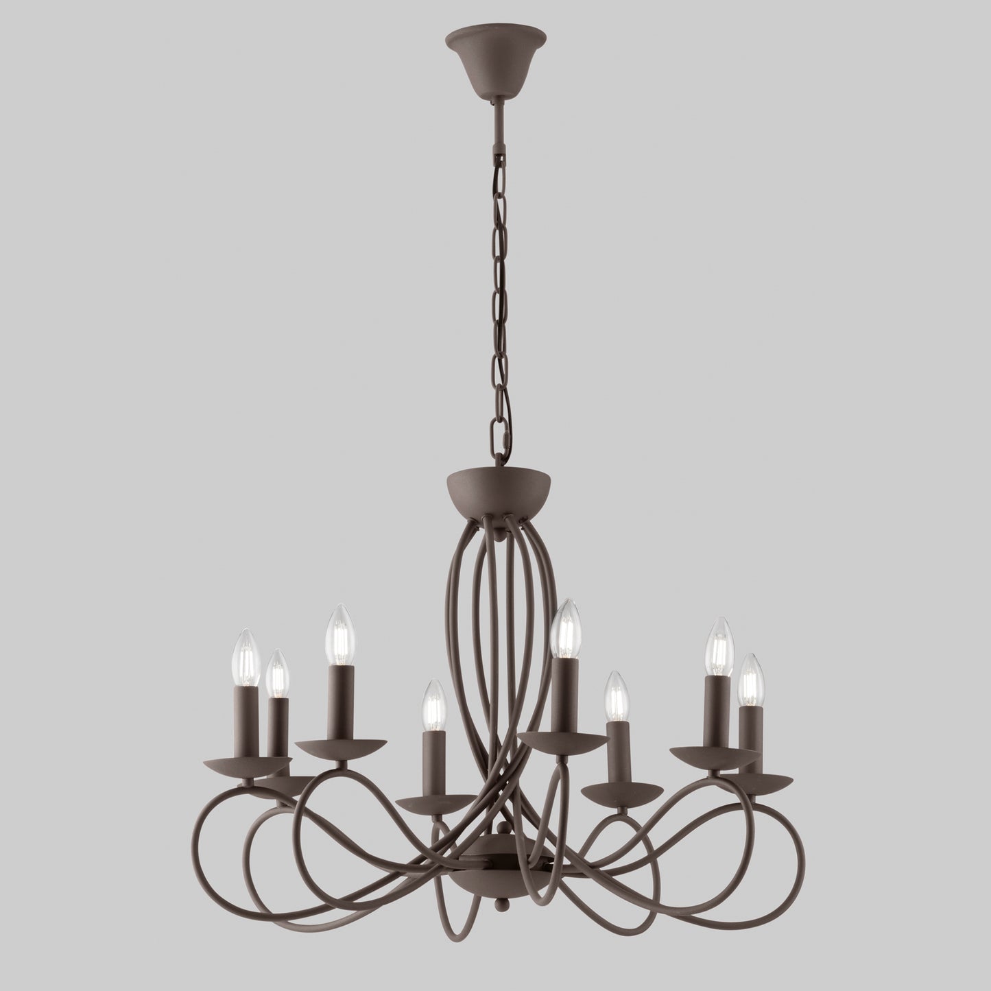 Lampadario a sospensione GINEVRA in metallo corten a otto luci