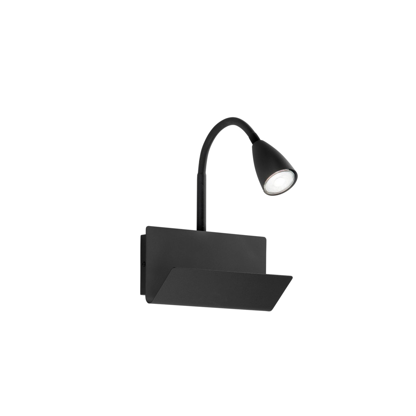 Applique GULP in metallo nero con braccio flessibile ed entrata USB 2A e Type-C